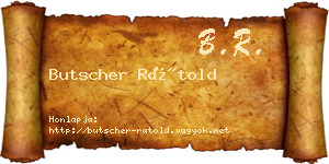 Butscher Rátold névjegykártya